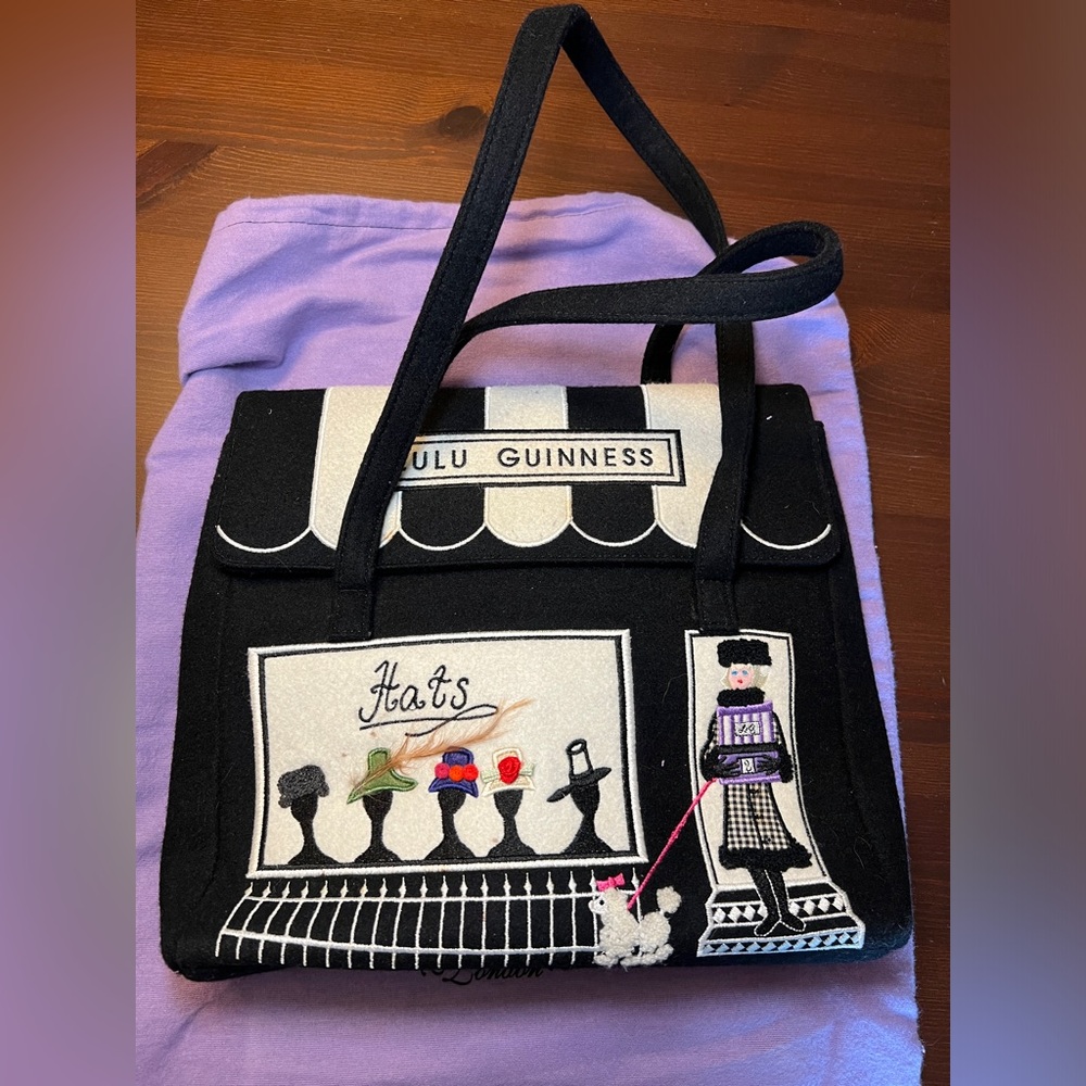 Lulu Guinness Hat Shop Boutique Handbag with Signature Purple Dust Bag